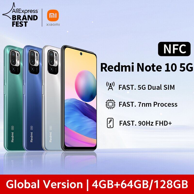 NEW Global Version Xiaomi Redmi Note 10 5G NFC Smartphone Dimensity 700 90Hz Display 48MP Camera 5000mAh