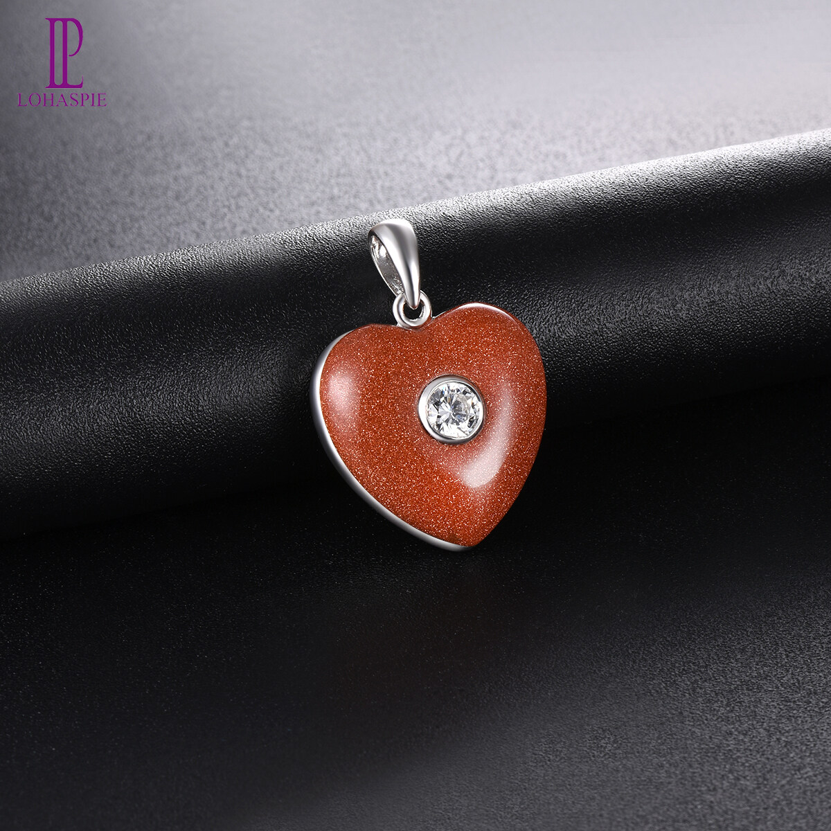 Heart Shape Gold Sand Stone Pendant Natural Gemstone for Women's Gift Real 925 Sterling Silver