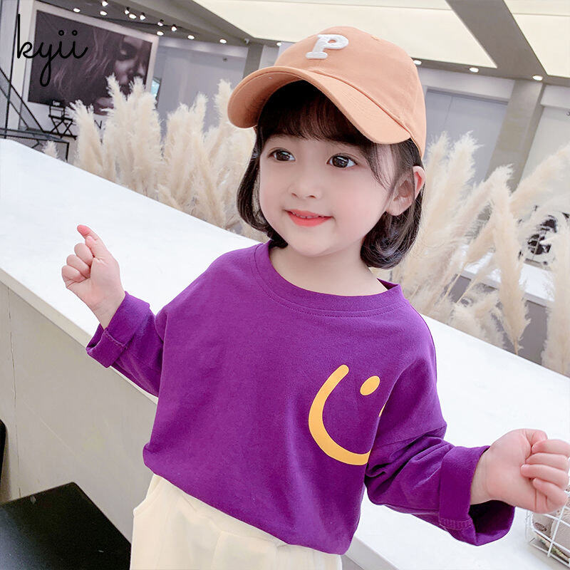 KYII Girls Long Sleeve summer children Cotton Korean Round-neck Top kyii0173
